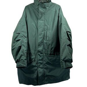 Vintage Eddie Bauer Men' Down Lined Parka Jacket Size L Solid Green Zip Pockets